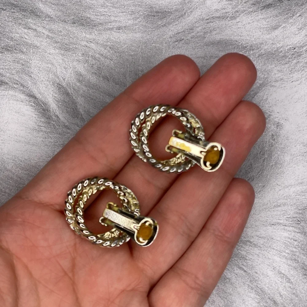 Elegant Vintage Red and Black Earrings + gold tone clip on earrings